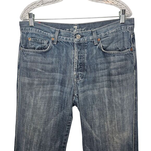 7 for all Mankind Men's Jeans A Pocket Relax Button Fly 34x30 Straight Leg Blue - Picture 3 of 10